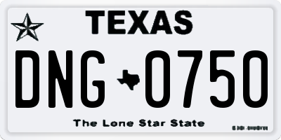 TX license plate DNG0750
