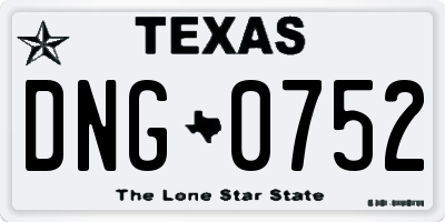 TX license plate DNG0752