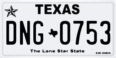 TX license plate DNG0753