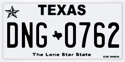 TX license plate DNG0762