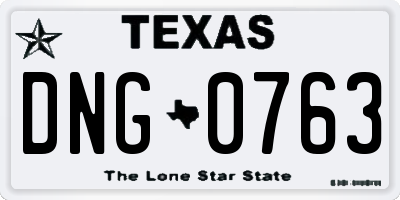 TX license plate DNG0763
