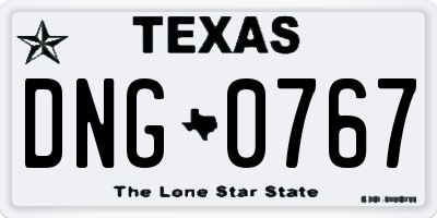 TX license plate DNG0767