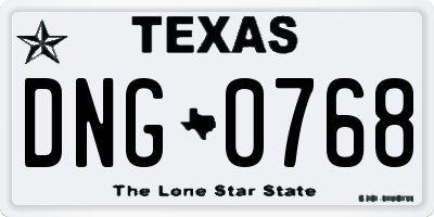 TX license plate DNG0768