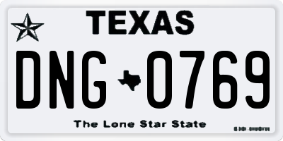 TX license plate DNG0769
