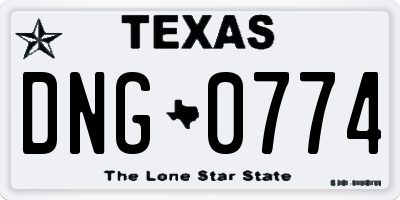 TX license plate DNG0774