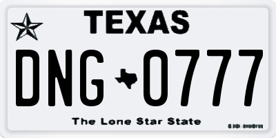 TX license plate DNG0777