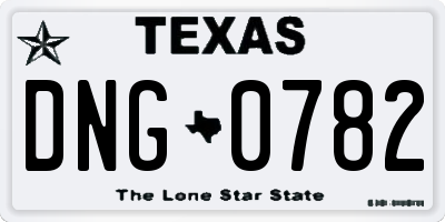 TX license plate DNG0782