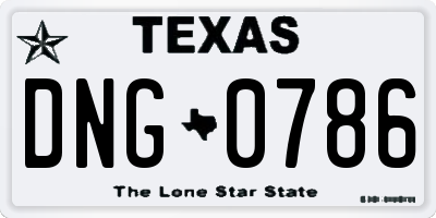 TX license plate DNG0786