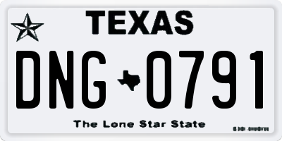 TX license plate DNG0791