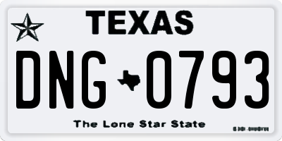 TX license plate DNG0793