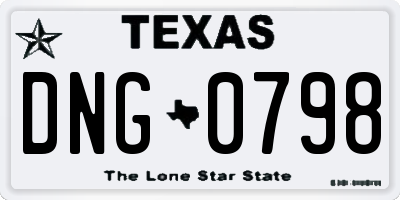 TX license plate DNG0798