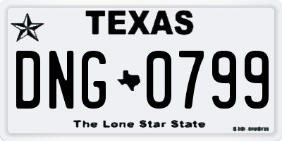 TX license plate DNG0799