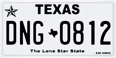 TX license plate DNG0812