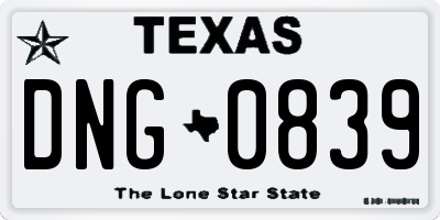 TX license plate DNG0839