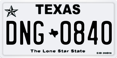TX license plate DNG0840