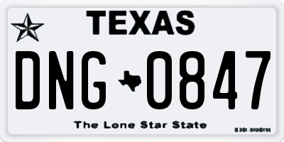 TX license plate DNG0847