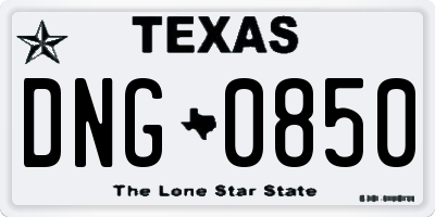 TX license plate DNG0850