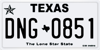 TX license plate DNG0851