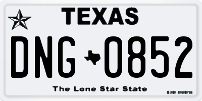 TX license plate DNG0852
