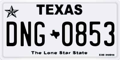 TX license plate DNG0853