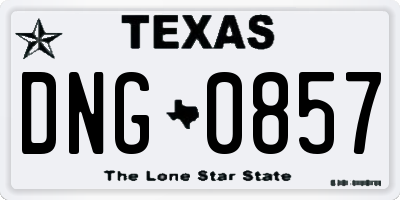 TX license plate DNG0857