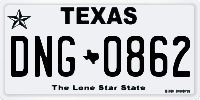 TX license plate DNG0862