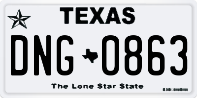 TX license plate DNG0863