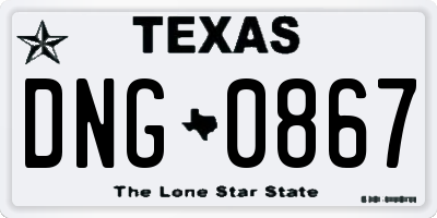 TX license plate DNG0867