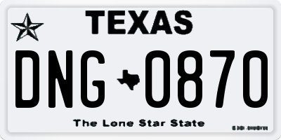 TX license plate DNG0870
