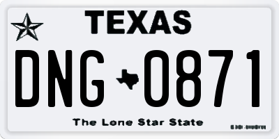 TX license plate DNG0871