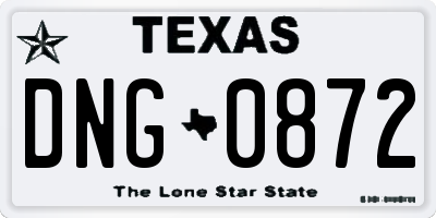 TX license plate DNG0872