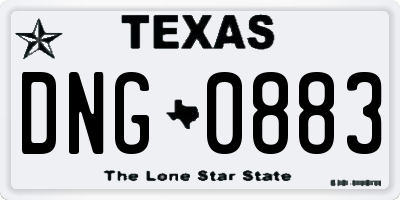 TX license plate DNG0883