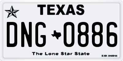 TX license plate DNG0886