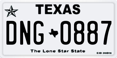 TX license plate DNG0887