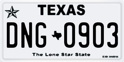 TX license plate DNG0903