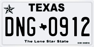 TX license plate DNG0912