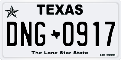 TX license plate DNG0917