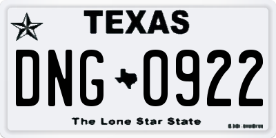 TX license plate DNG0922