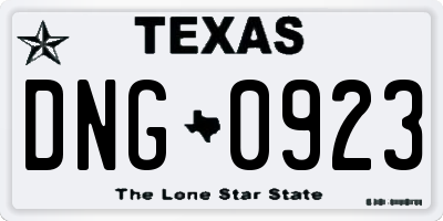 TX license plate DNG0923