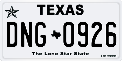 TX license plate DNG0926