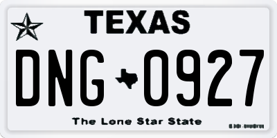TX license plate DNG0927