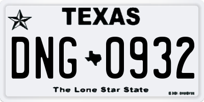 TX license plate DNG0932