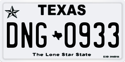 TX license plate DNG0933