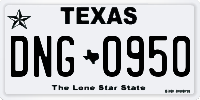 TX license plate DNG0950