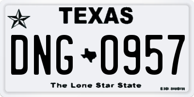 TX license plate DNG0957