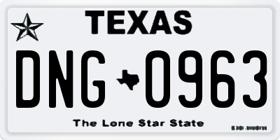 TX license plate DNG0963