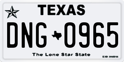 TX license plate DNG0965
