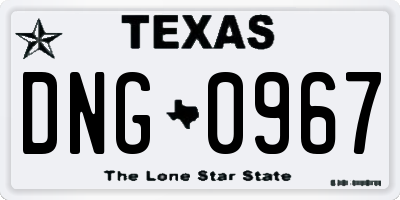 TX license plate DNG0967