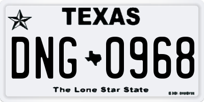 TX license plate DNG0968