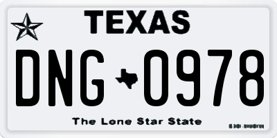 TX license plate DNG0978